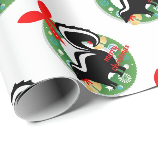 kerst skunk cadeaupapier (Rol Hoek)