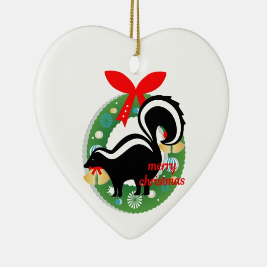 kerst skunk keramisch ornament (Rechts)