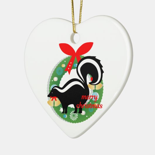 kerst skunk keramisch ornament (Links)