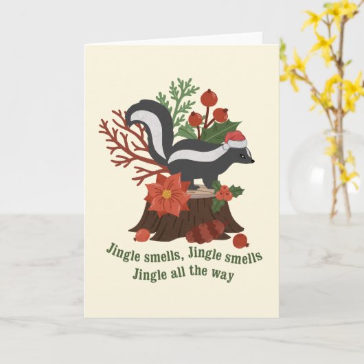 Kerst Skunk Pun: Jingle ruikt Kaart (Gele Bloem)