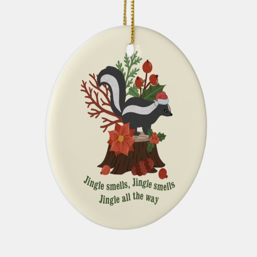 Kerst Skunk Pun: Jingle ruikt Keramisch Ornament (Rechts)