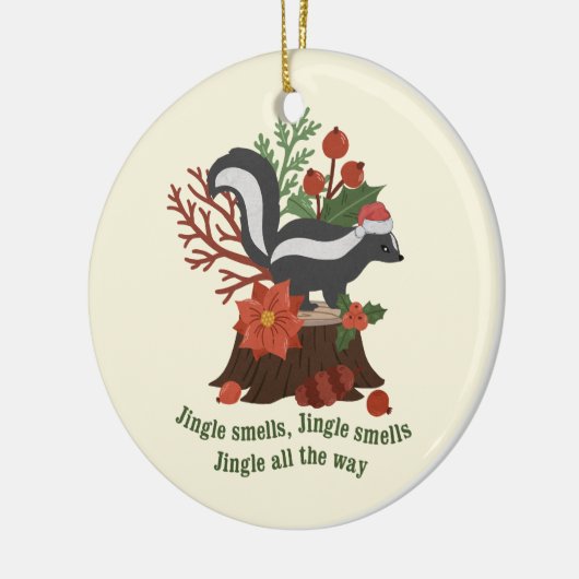 Kerst Skunk Pun: Jingle ruikt Keramisch Ornament (Links)