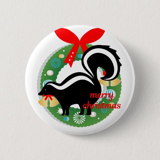 kerst skunk ronde button 5,7 cm (Voorkant)