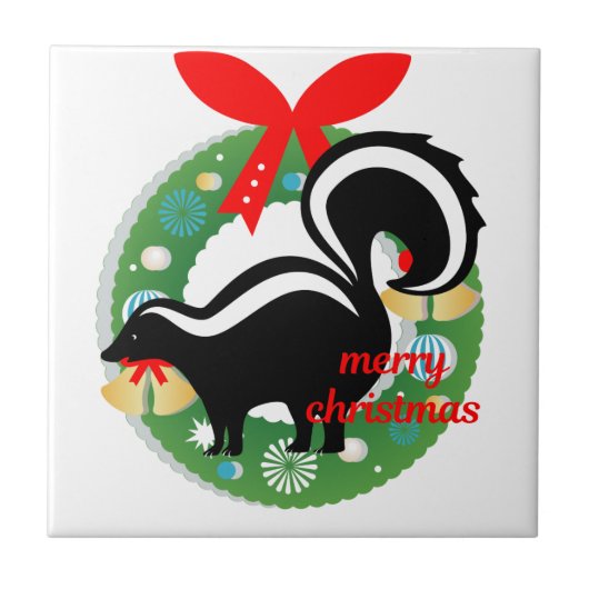 kerst skunk tegeltje (Voorkant)