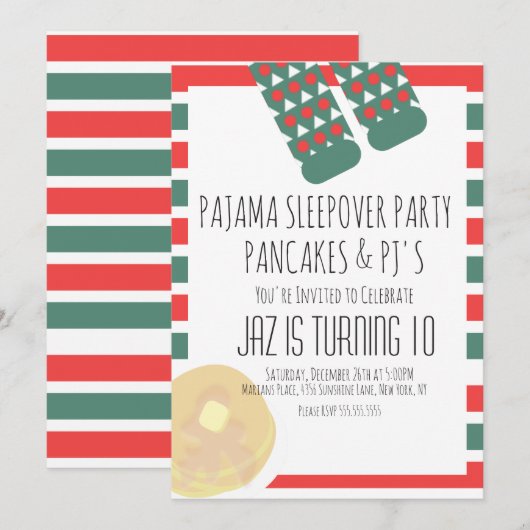 Kerst Slapover Pyjama's Pannenkoeken Verjaardag Kaart (Voorkant / Achterkant)