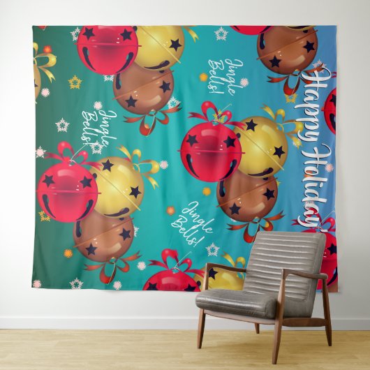 Kerst slee bel kerst decor achtergrond wandkleed (In Situ (horizontaal))