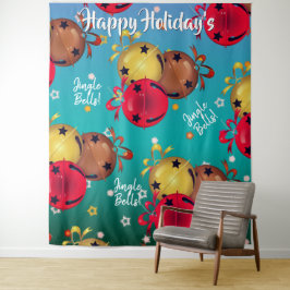 Kerst slee bel kerst decor achtergrond wandkleed