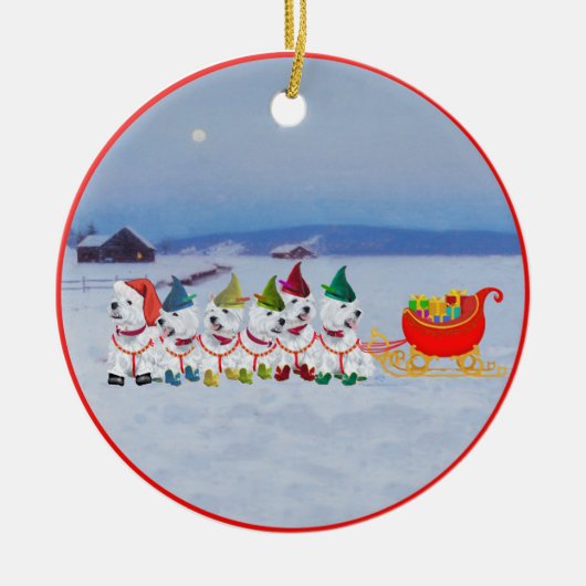 Kerst slee keramisch ornament (Voorkant)