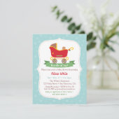 Kerst slee kinderwagen babyshower uitnodigingen (Staand voorkant)