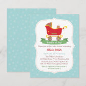 Kerst slee kinderwagen babyshower uitnodigingen (Voorkant / Achterkant)