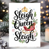 Kerst slee koningin Grappige Kerstmis Feestdagen Kaart