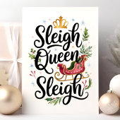 Kerst slee koningin Grappige Kerstmis Feestdagen Kaart