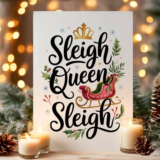 Kerst slee koningin Grappige Kerstmis Feestdagen Kaart