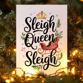 Kerst slee koningin Grappige Kerstmis Feestdagen Kaart