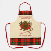 Kerst slee met cadeaus en geruite stof schort (Voorkant)