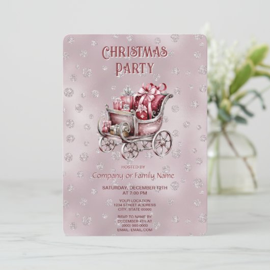 Kerst slee met cadeaus vakantiefeest kaart (Staand voorkant)