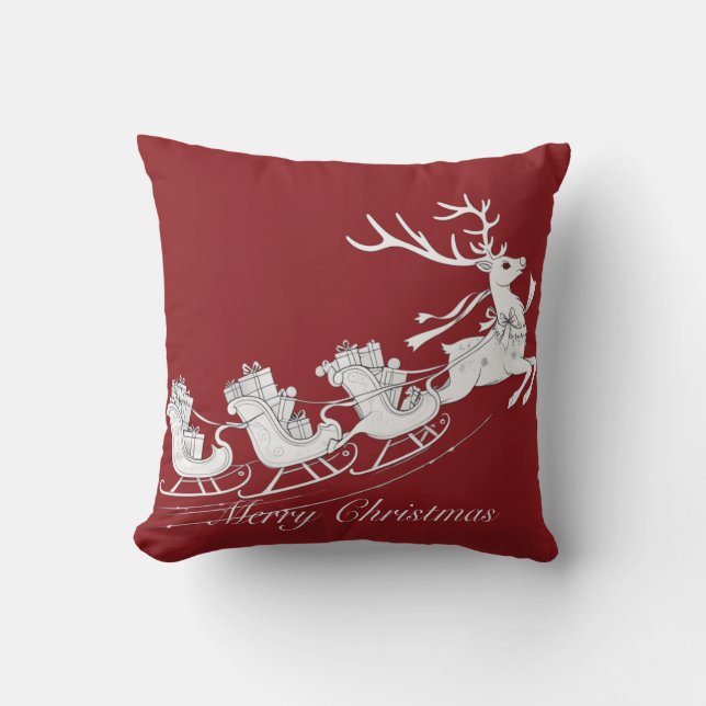 Kerst slee met rendieren kussen (Voorkant)