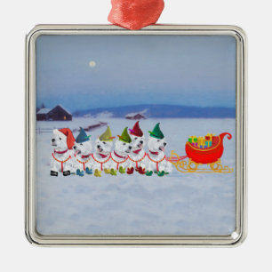 Kerst slee metalen ornament