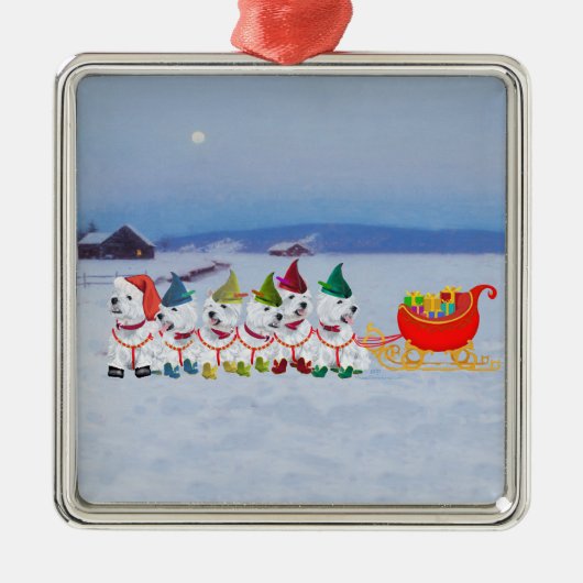Kerst slee metalen ornament (Voorkant)