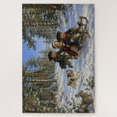 Kerst slee-rit door het bos legpuzzel (Verticaal)