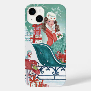 Kerst slee sleeën boodschappen doen meisje Iphone  Case-Mate iPhone Case
