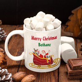 Kerst slee van Sinterklaas en rendieren personalis Koffiemok