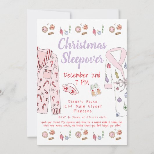 Kerst Sleepover Holiday Party Pyjama Robes Kaart (Voorkant)