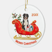 Kerst Sleigh Berner Sennenhond Keramisch Ornament (Links)