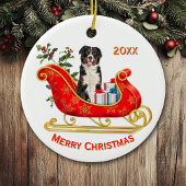 Kerst Sleigh Berner Sennenhond Keramisch Ornament