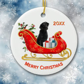 Kerst Sleigh Black Labrador Retriever Hond Keramisch Ornament