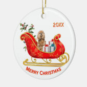 Kerst Sleigh Buff Cocker Spaniel Hond Keramisch Ornament (Links)