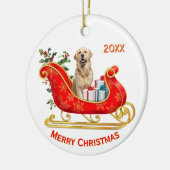 Kerst Sleigh Golden Retriever Dog Keramisch Ornament (Links)