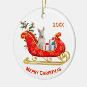 Kerst Sleigh White Bull Terrier Hond Keramisch Ornament (Links)