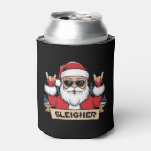 Kerst Sleigher Kerstman Rock Kerstmis Rocker Blikjeskoeler (Blikje Voorkant)