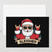 Kerst Sleigher Kerstman Rock Xmas Rocker Feestdagenkaart (Voorkant / Achterkant)