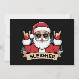 Kerst Sleigher Kerstman Rock Xmas Rocker Feestdagenkaart