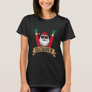 Kerst Sleigher Santa Rock Xmas Rocker Mannen Vrouw T-shirt