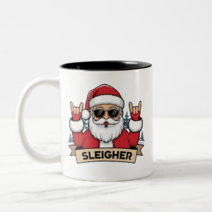 Kerst Sleighers Kerstman Rock Xmas Rocker Tweekleurige Koffiemok