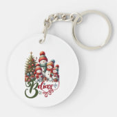 Kerst sleutelhanger met sneeuwpop Believe (Achterkant)