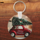 Kerst sleutelhanger met vintage auto – vrolijk ker (Achterkant)