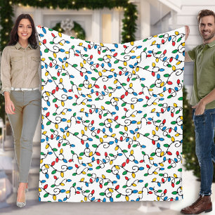 Kerst Slinger Lichtjes Kleurrijke Lampjes op Wit Fleece Deken