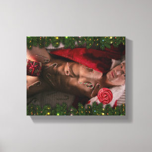 Kerst SlipperyJoe gay pride cadeaus LGBTQIA snoep Canvas Afdruk