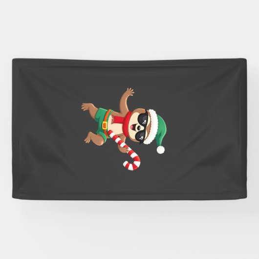 Kerst Sloth Elf Pepermunt Candy Cane Shirt Gi Spandoek (Horizontaal)