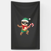 Kerst Sloth Elf Pepermunt Candy Cane Shirt Gi Spandoek (Verticaal)