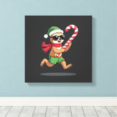 Kerst Sloth Elf Pepermunt Snoepstok Shirt Gi Canvas Afdruk (Insitu (Houten vloer))