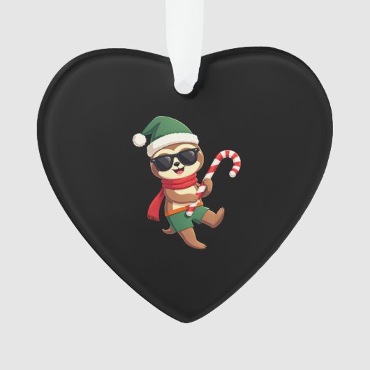 Kerst Sloth Elf Pepermunt Snoepstok Shirt Gi Ornament (voorkant)