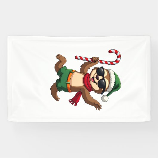 Kerst Sloth Elf Pepermunt Snoepstok Shirt Gi Spandoek (Horizontaal)