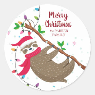 Kerst Sloth gepersonaliseerde sticker