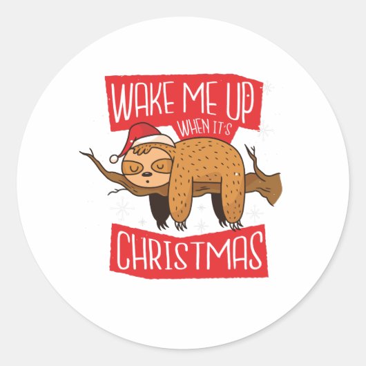 Kerst Sloth Grappig Lazy Xmas Sloth Lover Gift Ronde Sticker (Voorkant)