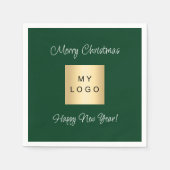 Kerst smaragd groen café bar business logo servet (Voorkant)